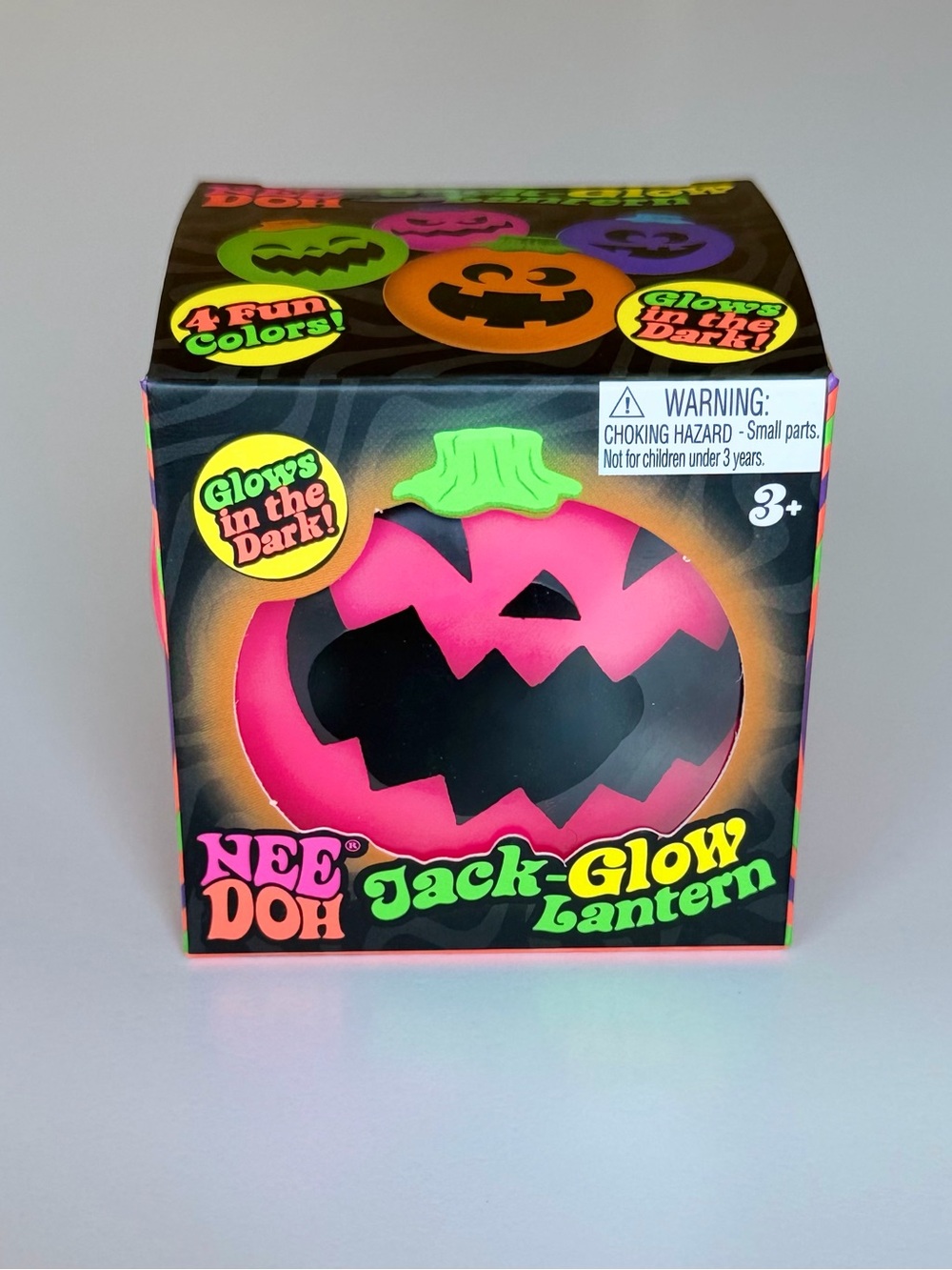 Schylling NeeDoh Jack-Glow Lantern Pink Glow in Dark Halloween Squishy NIB